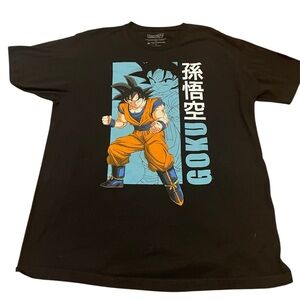 Black Graphic Tee with Orange and Blue Design